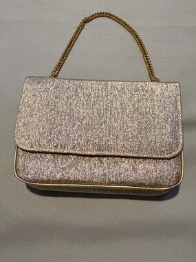 Metallic Gold Chain-Handle Women's Evening Bag